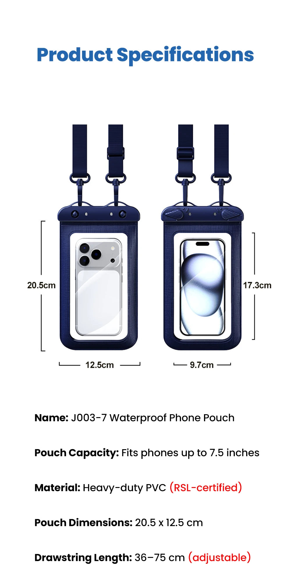 Zyvomart 7.5 Inch Touchscreen Mobile Phone Waterproof Bag for Swimming Diving