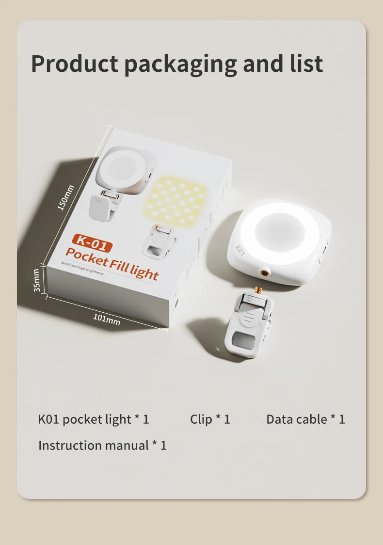 Zyvomart Portable Phone Selfie Light Rechargeable Pocket Makeup Fill Lamp