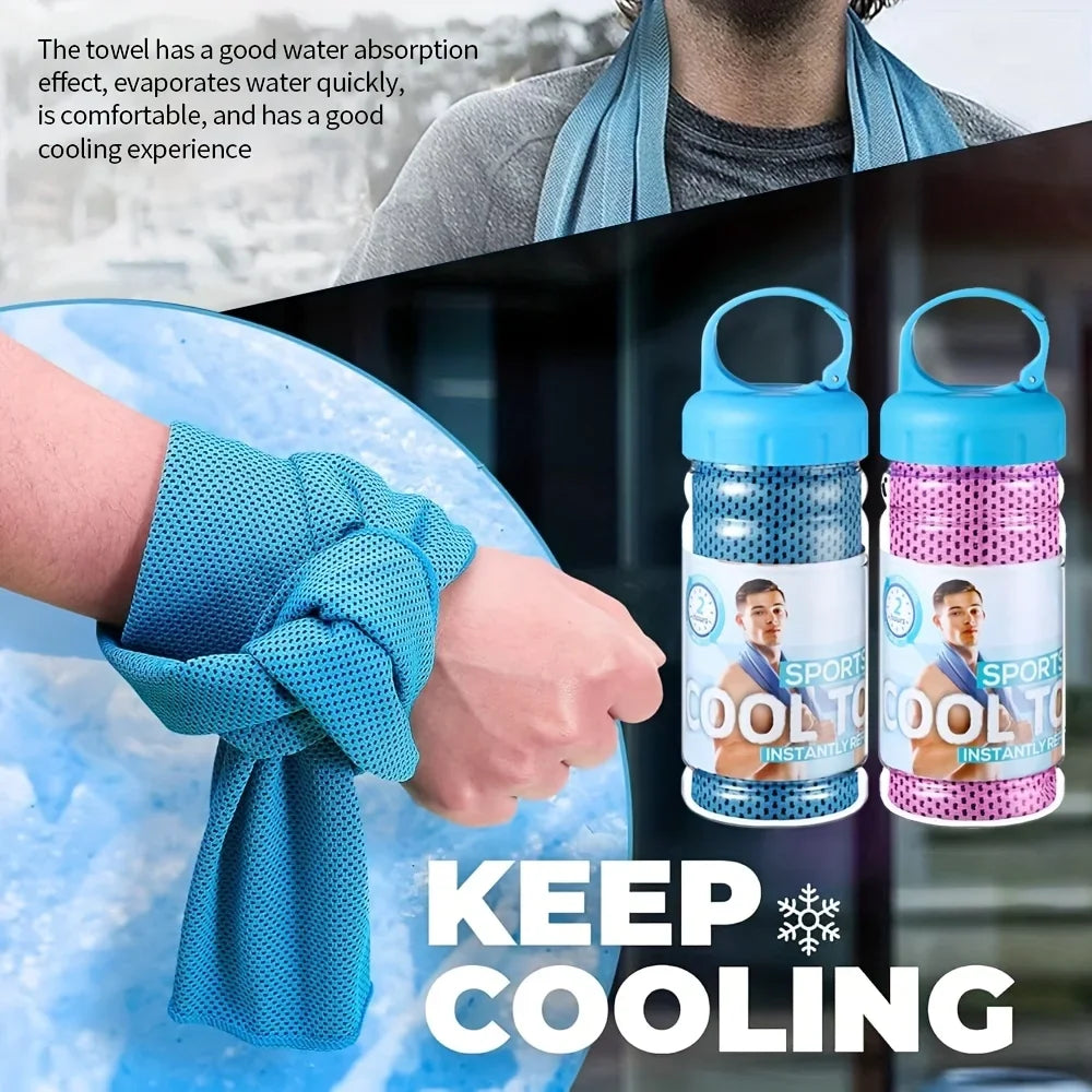 Zyvomart 30×80cm Portable Quick Dry Ice Towel with Bottle Mount Holder