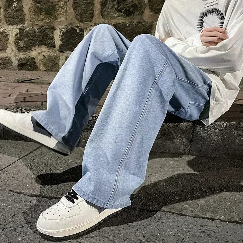 Zyvomart Men's Streetwear Loose Straight Wide Leg Jeans Korean Style Fashion