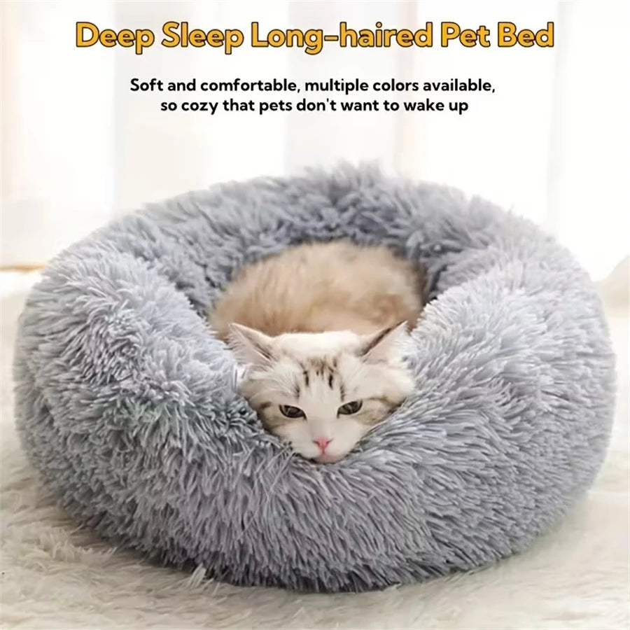 Zyvomart Soft Plush Round Donut Cat & Dog Calm Bed Washable Pad
