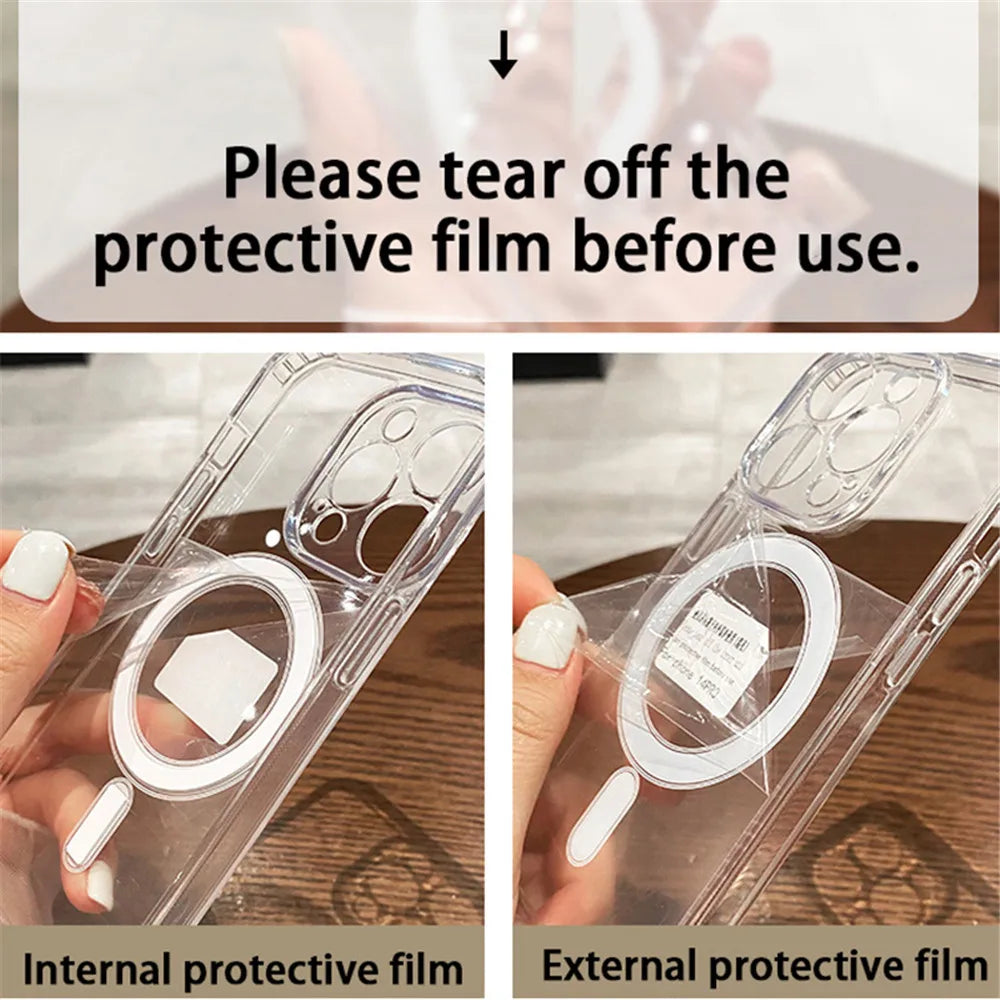 Zyvomart Luxury Transparent Magnetic Case with MagSafe Wireless Charging for iPhone
