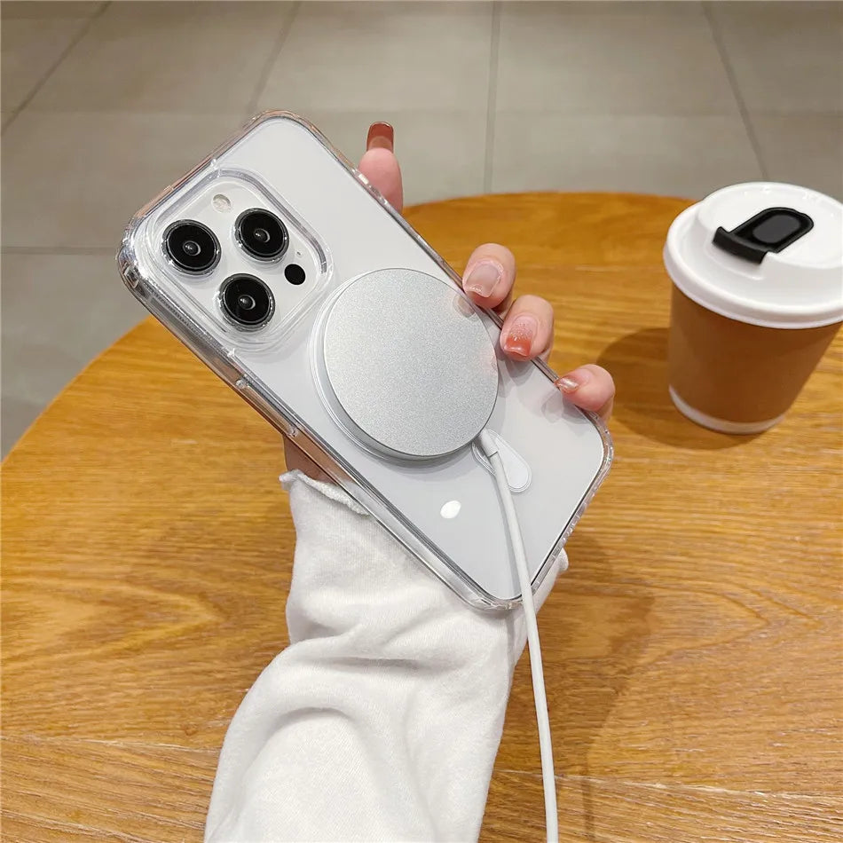 Zyvomart Ultra-Clear Magnetic Case with Shockproof Wireless Charging for iPhone