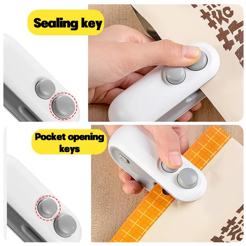 2-in-1 Rechargeable Mini Bag Sealer with Built-in Safety Cutter