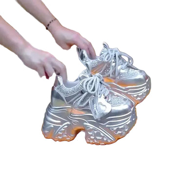 Zyvomart Women's Chunky Glitter Sneakers Fashion Comfort Soft Sole Walking Shoes
