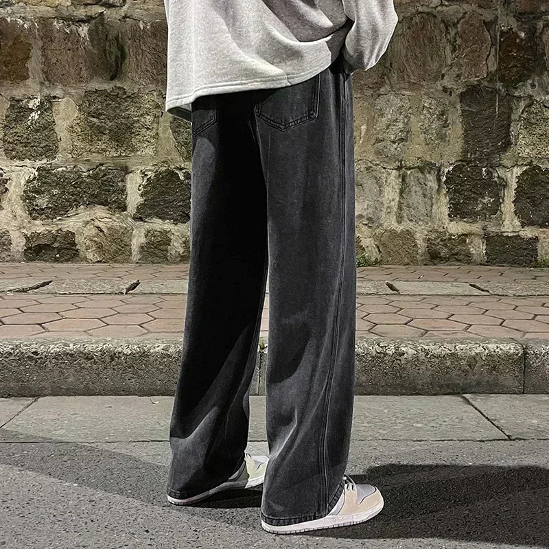 Zyvomart Men's Streetwear Loose Straight Wide Leg Jeans Korean Style Fashion