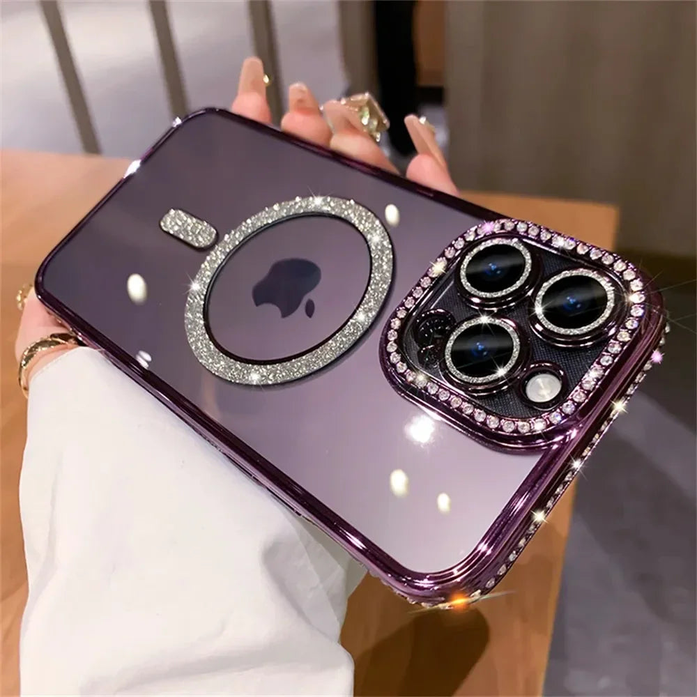 Luxury Glitter Diamond Magnetic Case for iPhone 11-17 Pro Max