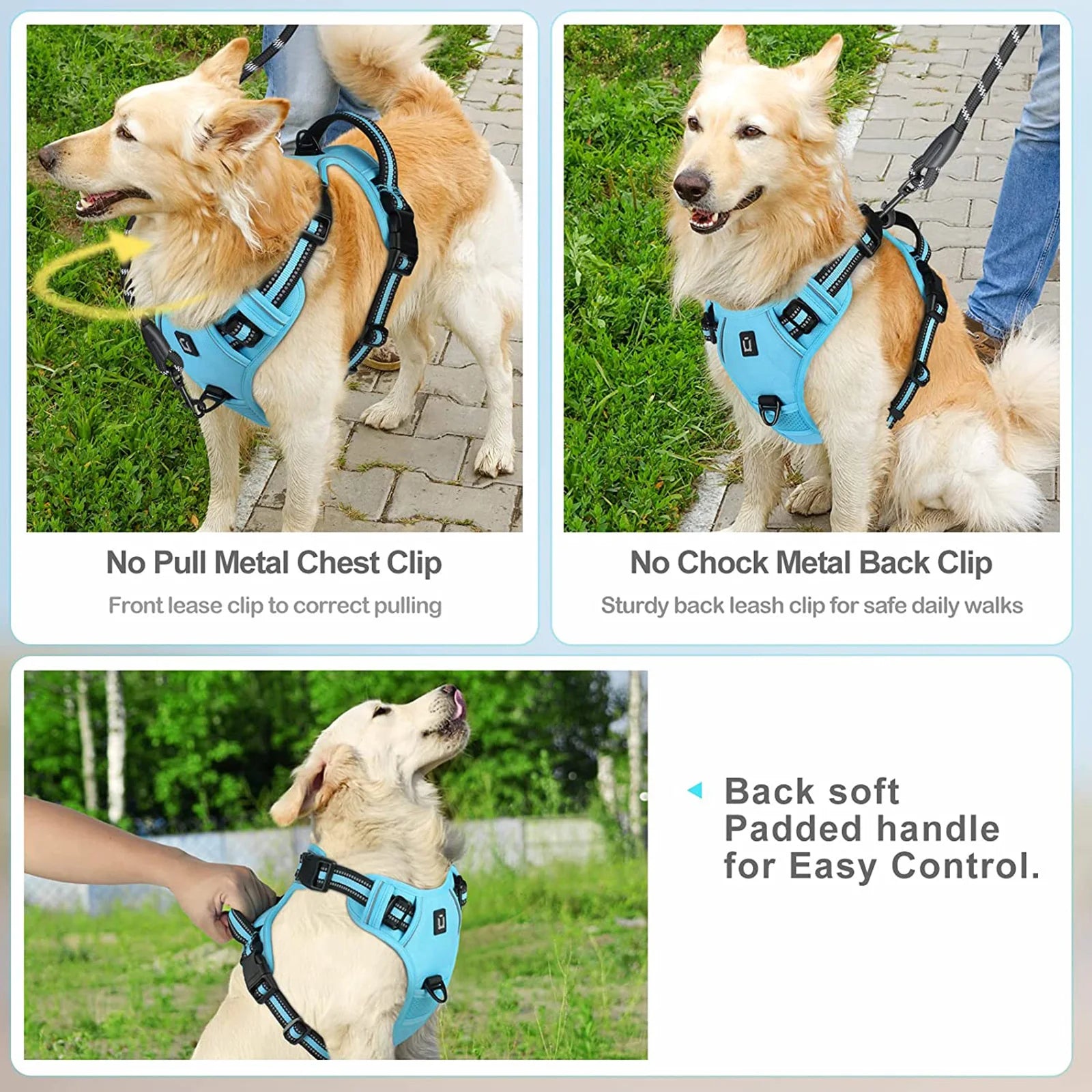 Zyvomart No Pull Adjustable Soft Padded Dog Harness Vest with Control Handle