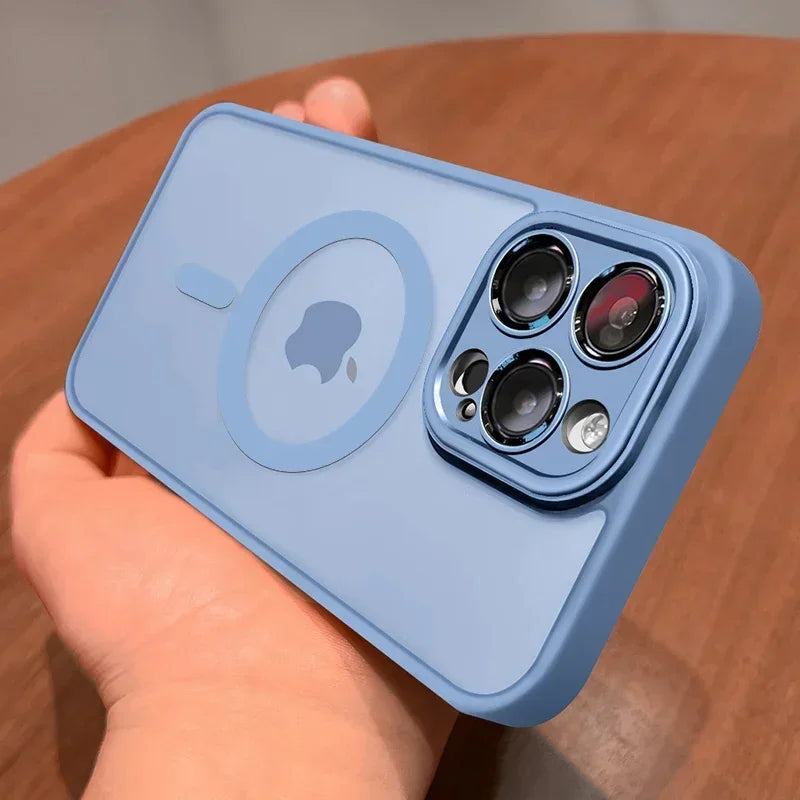 Matte Translucent Magnetic Case for iPhone 12-18 Pro Max with Lens Protector