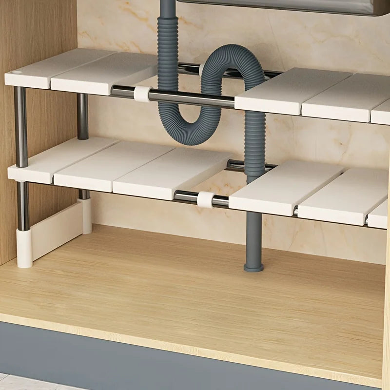 Expandable Under Sink Storage Rack and Kitchen Cabinet Organizer