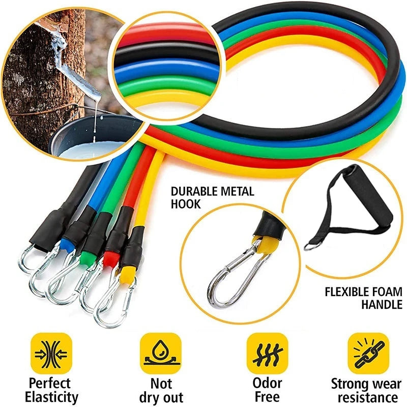 Zyvomart 11Pcs Pull Rope Resistance Bands Set Portable Gym Fitness Equipment