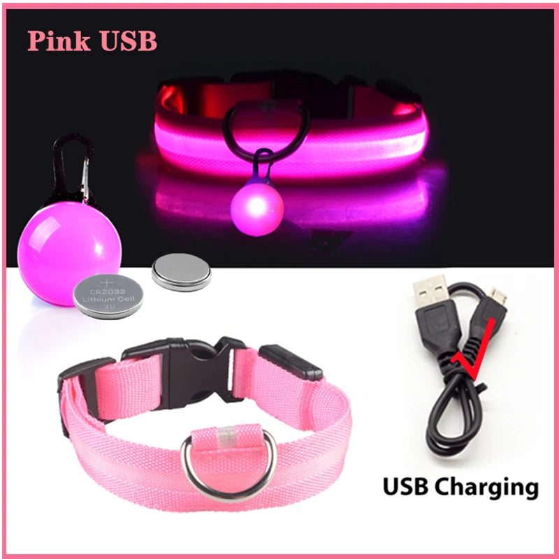Zyvomart USB Rechargeable Glowing LED Pet Collar - Luxury Detachable Bright Night Safety Light