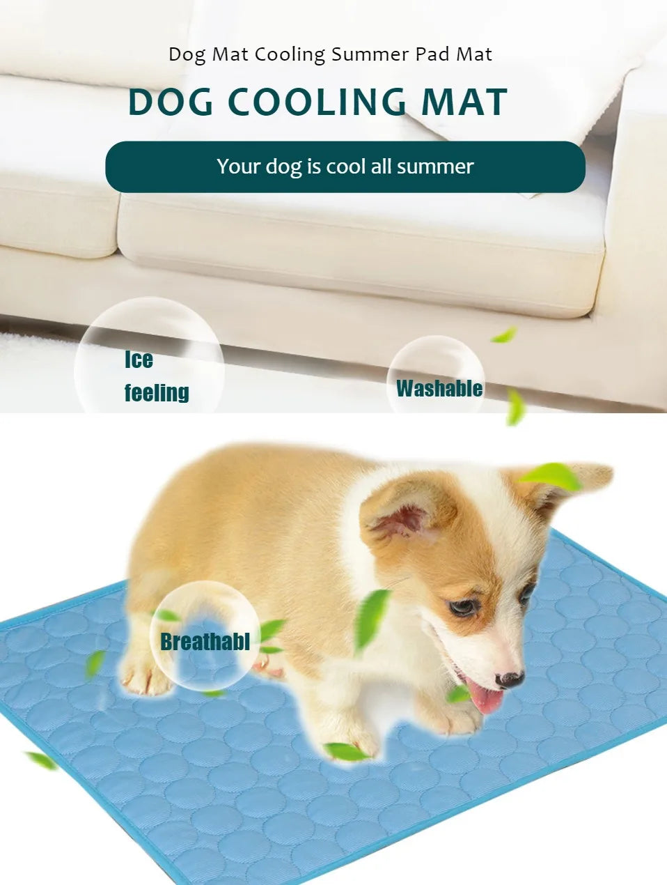 Zyvomart Extra-Large Dog Cooling Mat - Summer Pet Ice Pad & Durable Sofa Blanket