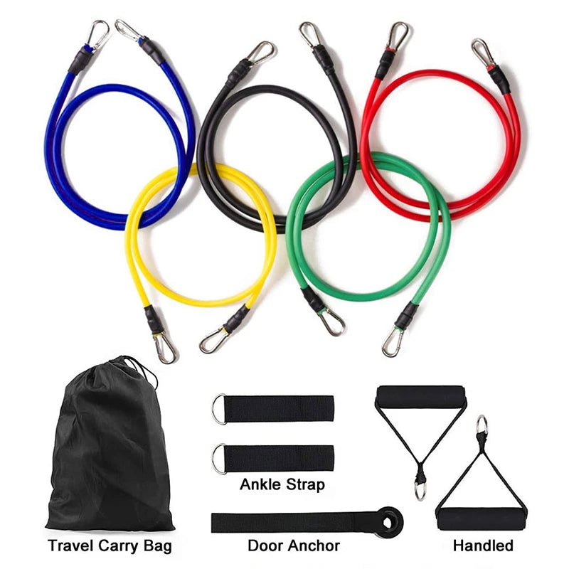 Zyvomart 11Pcs Pull Rope Resistance Bands Set Portable Gym Fitness Equipment
