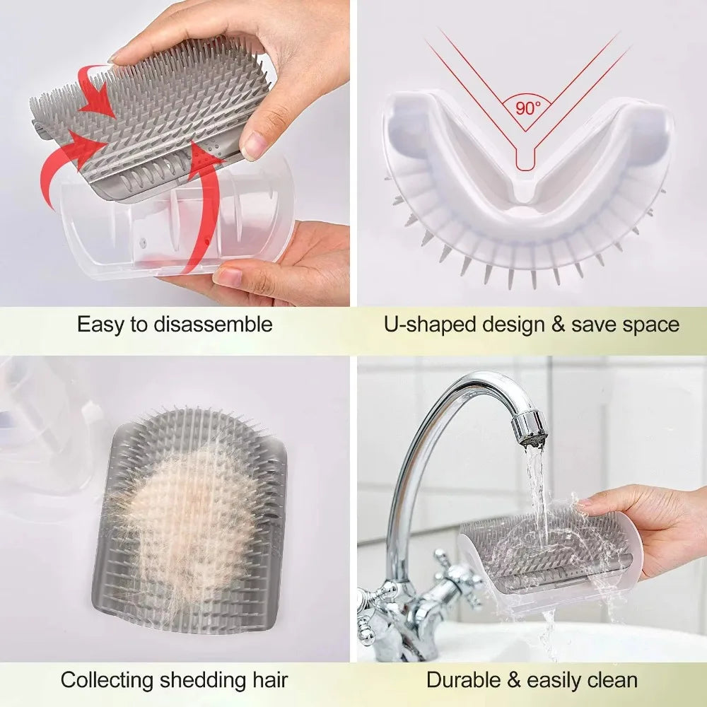 Zyvomart Cat Corner Scratcher Self Groomer with Catnip - Wall Corner Massage Comb & Hair Grooming Brush