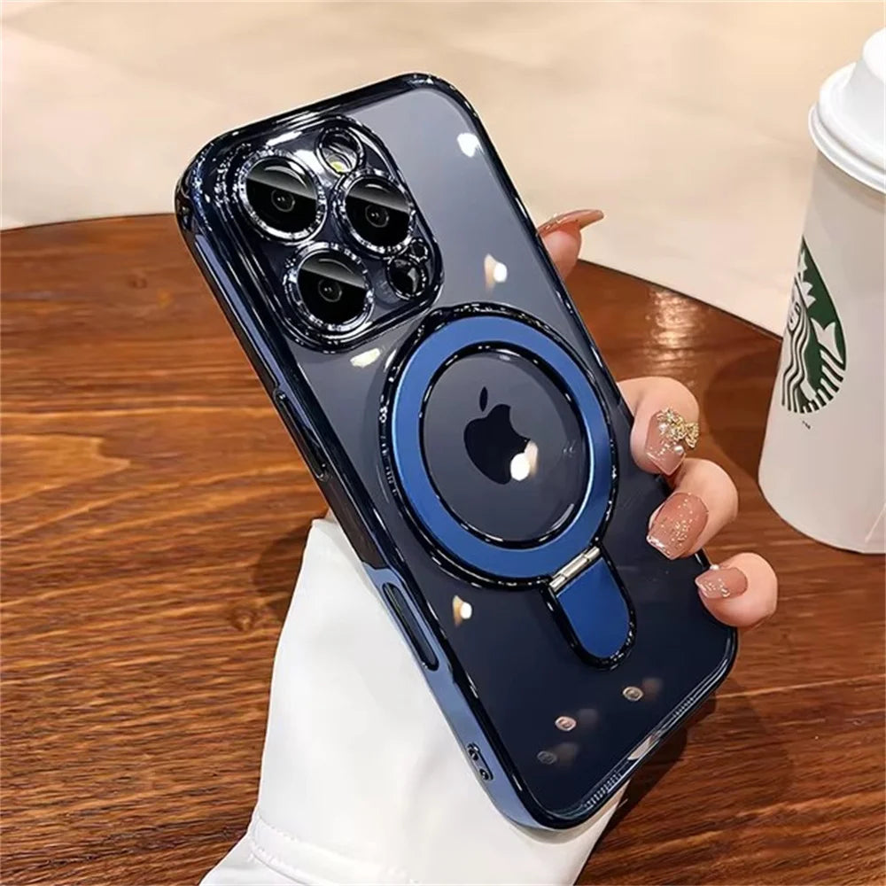 Clear Acrylic Magnetic Stand Case for iPhone 11-17 Pro Max