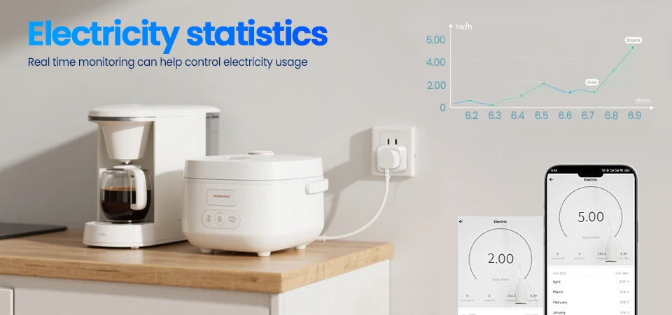 Tuya WiFi Smart Plug with Power Monitoring and Voice Control