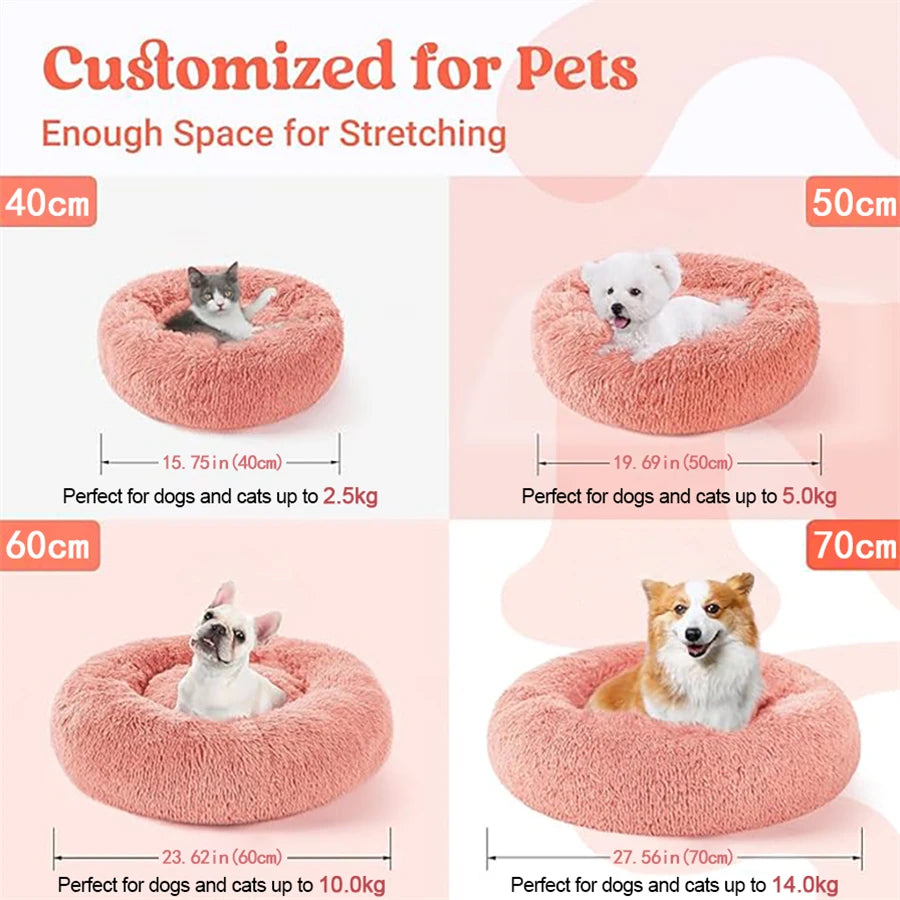 Zyvomart Soft Plush Round Donut Cat & Dog Calm Bed Washable Pad