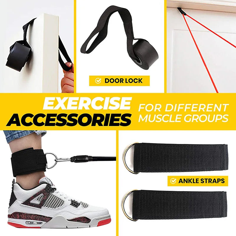 Zyvomart 11Pcs Pull Rope Resistance Bands Set Portable Gym Fitness Equipment