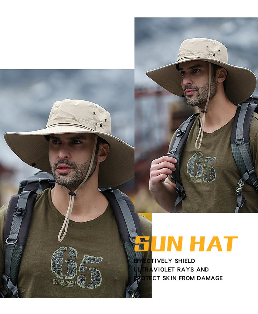 Zyvomart Men's Summer Bucket Hat Mesh Breathable Wide Brim Anti UV Fishing Cap