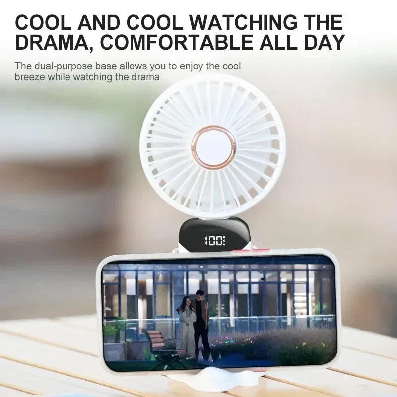 Zyvomart 5-Speed Foldable Neck Hanging Mini Fan with LED Display Screen