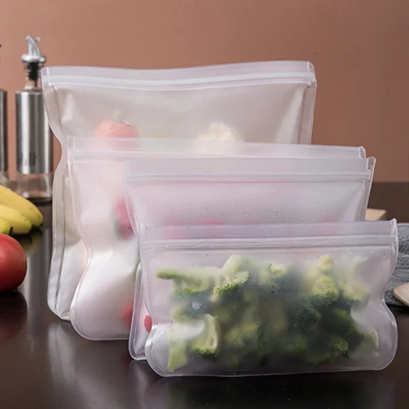5-Piece Reusable Silicone Food Storage Bags for Refrigerator