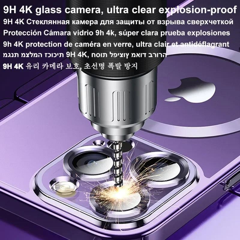 Luxury Plating Magnetic Case for iPhone 11-17 Pro Max with Lens Protector