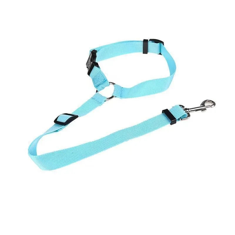 Zyvomart 2-in-1 Solid Dog Harness Leash & Adjustable Pet Car Backseat Safety Belt