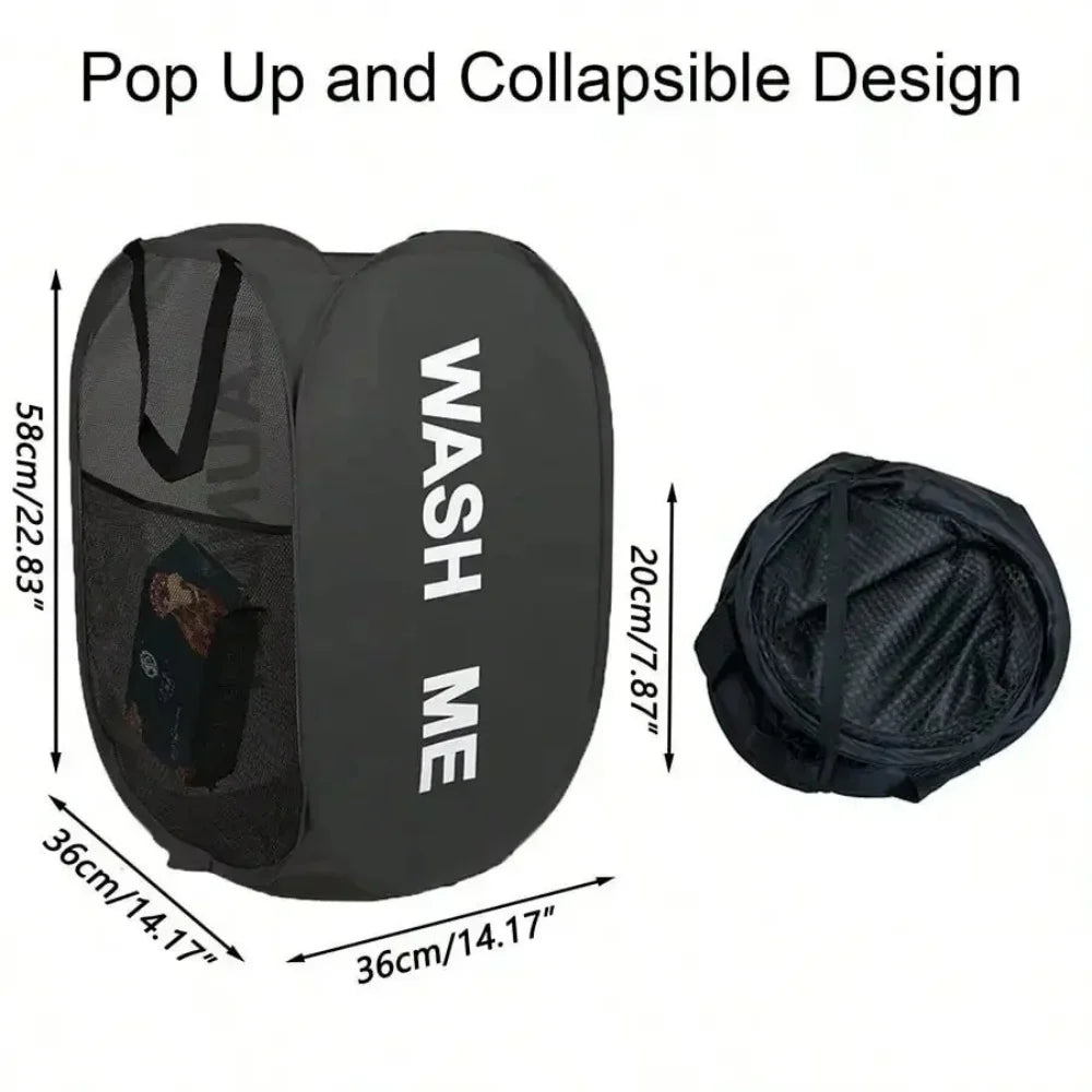 Collapsible Mesh Laundry Basket and Portable Storage Hamper