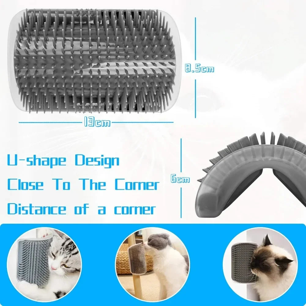 Zyvomart Cat Corner Scratcher Self Groomer with Catnip - Wall Corner Massage Comb & Hair Grooming Brush