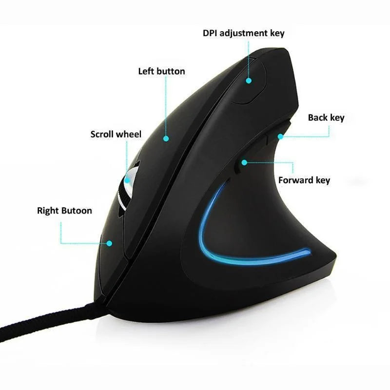 Zyvomart Ergonomic Vertical RGB Wired Gaming Mouse 3200DPI Optical Wrist Protector