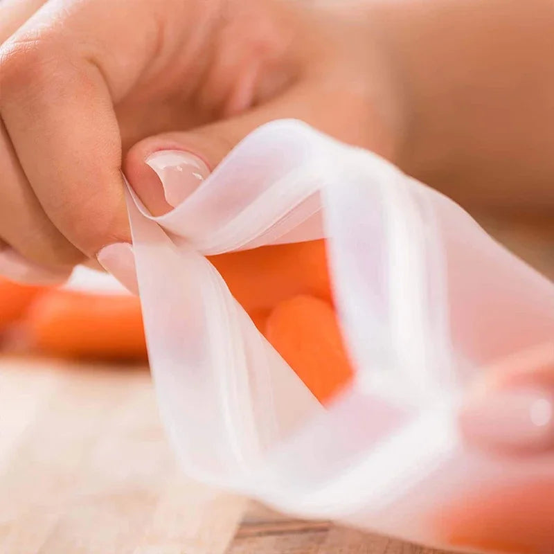 5-Piece Reusable Silicone Food Storage Bags for Refrigerator