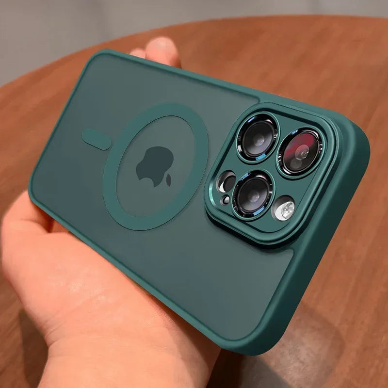 Matte Translucent Magnetic Case for iPhone 12-18 Pro Max with Lens Protector