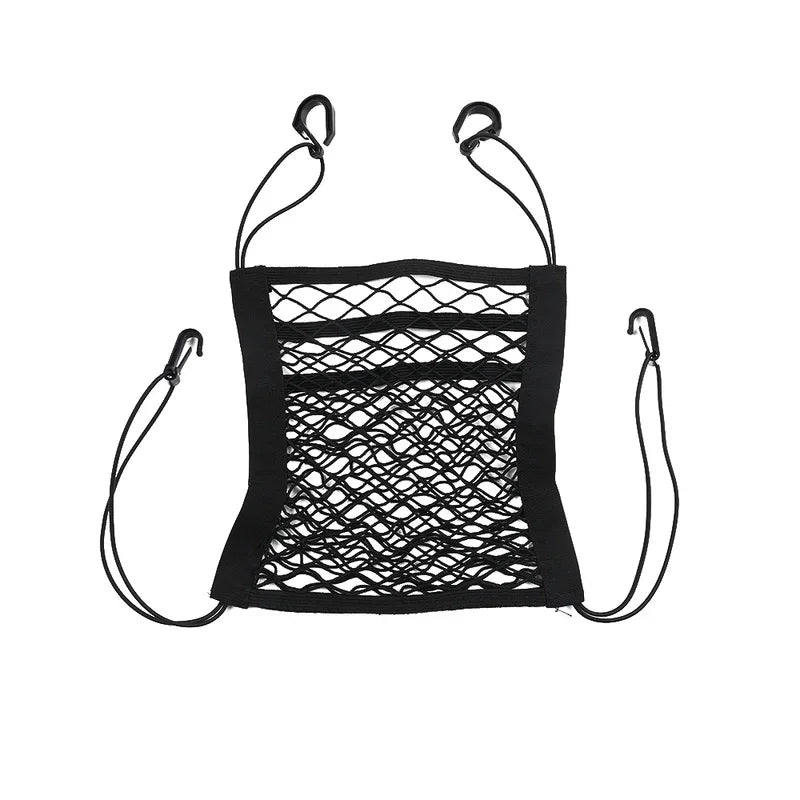 Zyvomart 3-Layer Elastic Mesh Car Storage Net Bag - Auto Interior Seat Organizer & Pet Barrier