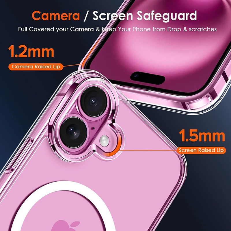 Zyvomart Luxury Transparent Magnetic Case with MagSafe Wireless Charging for iPhone