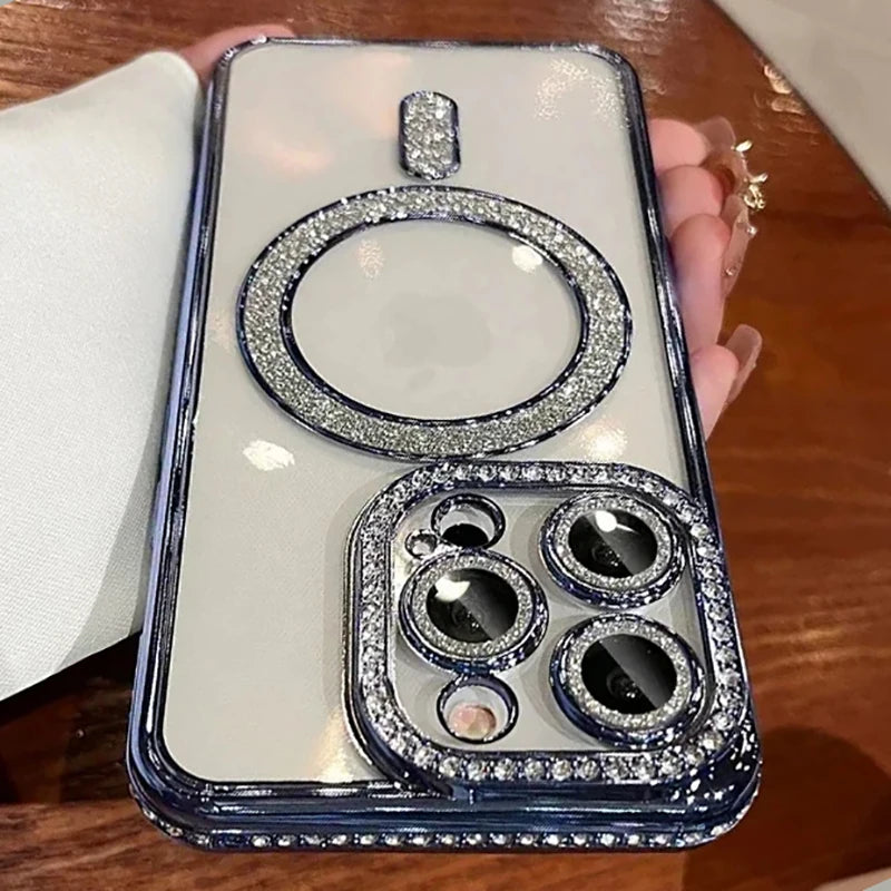 Luxury Glitter Diamond Magnetic Case for iPhone 11-17 Pro Max