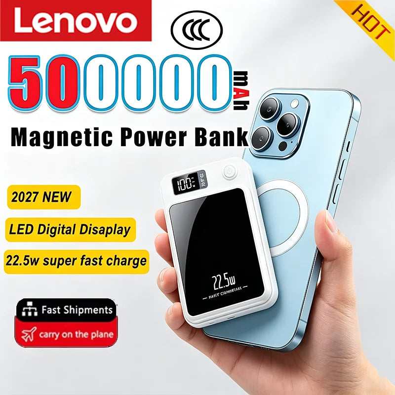 Lenovo Magnetic Wireless Power Bank and Fast Portable Charger