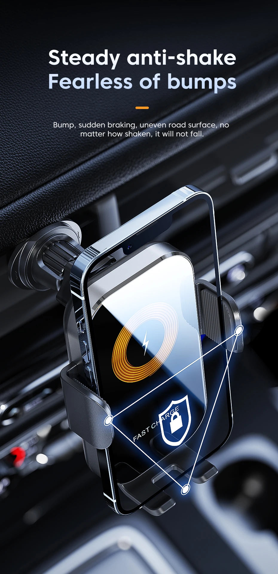Zyvomart Intelligent Sensing 15W Fast Wireless Car Charger Mount Phone Holder