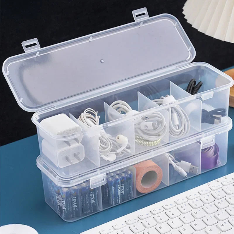 Zyvomart Transparent Data Cable Organizer Box Dustproof Desk Clutter Case