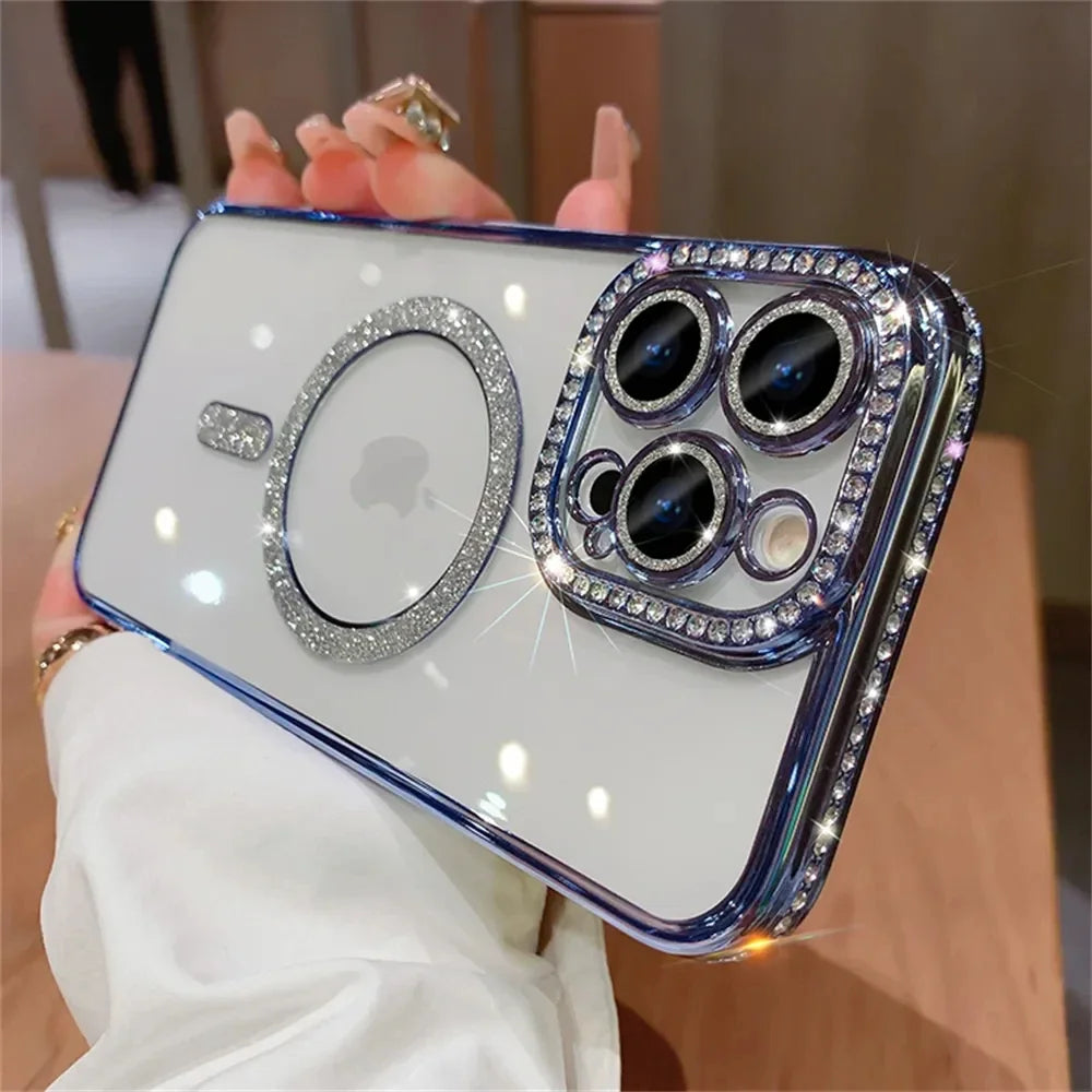Luxury Glitter Diamond Magnetic Case for iPhone 11-17 Pro Max