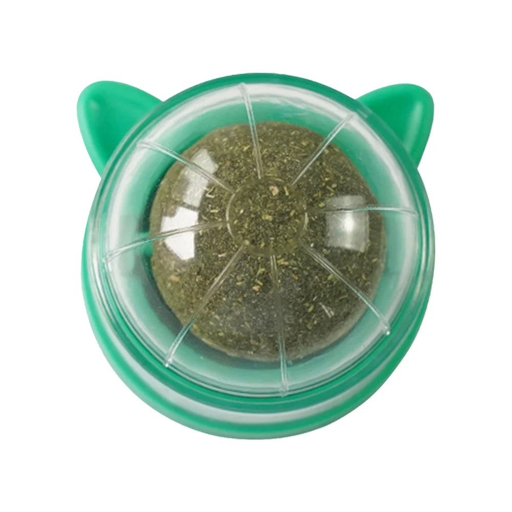 Zyvomart Rotatable Catnip Wall Ball Toy with Cat Grass & Scratcher - Teeth Cleaning Snack Ball
