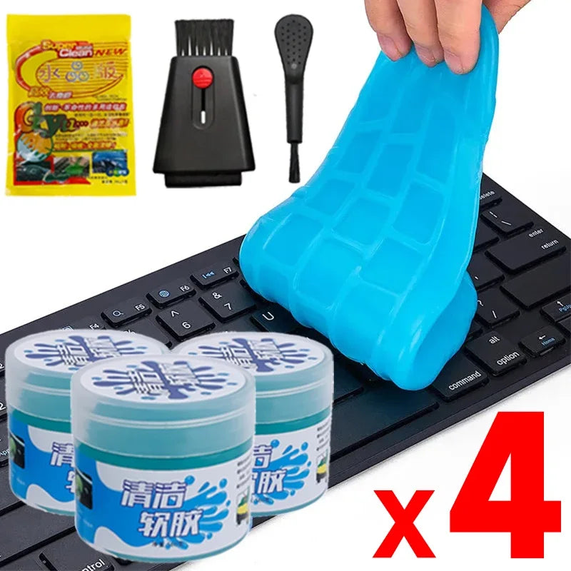 Universal Soft Cleaning Gel and Brush Kit for Laptop Keyboard and Car