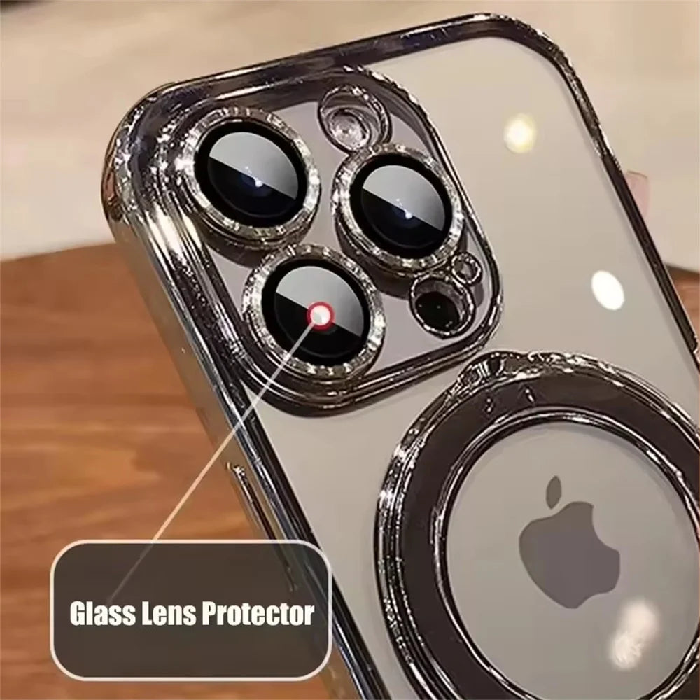 Clear Acrylic Magnetic Stand Case for iPhone 11-17 Pro Max