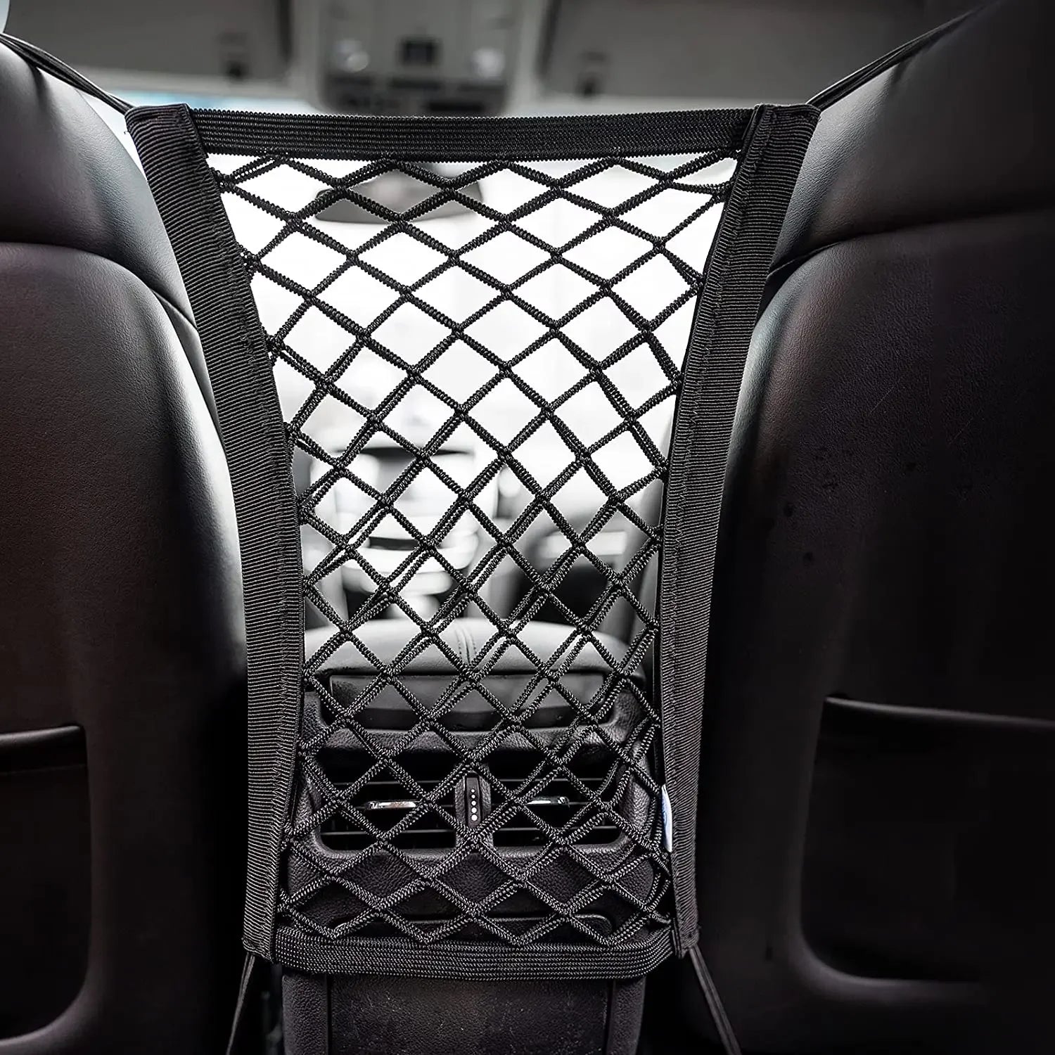 Zyvomart 3-Layer Elastic Mesh Car Storage Net Bag - Auto Interior Seat Organizer & Pet Barrier