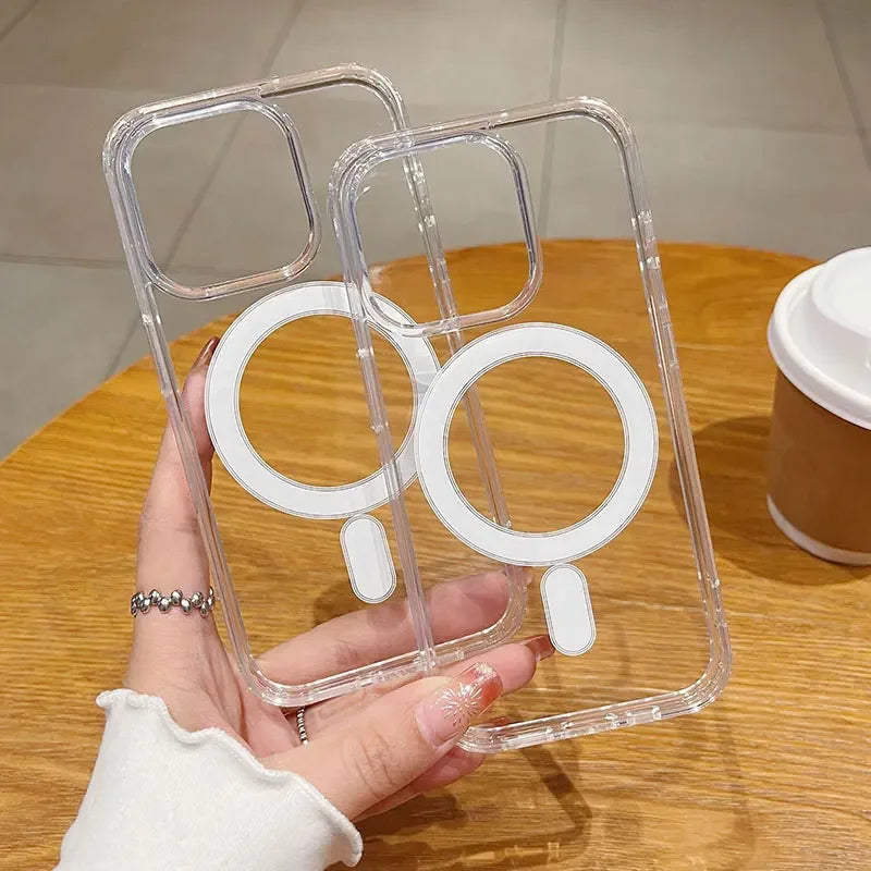 Zyvomart Ultra-Clear Magnetic Case with Shockproof Wireless Charging for iPhone