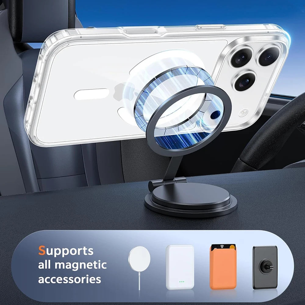Clear Magnetic Phone Case for iPhone 17 16 15 14 13 12 11 Pro Max - Anti-Yellowing Cover Compatible with MagSafe
