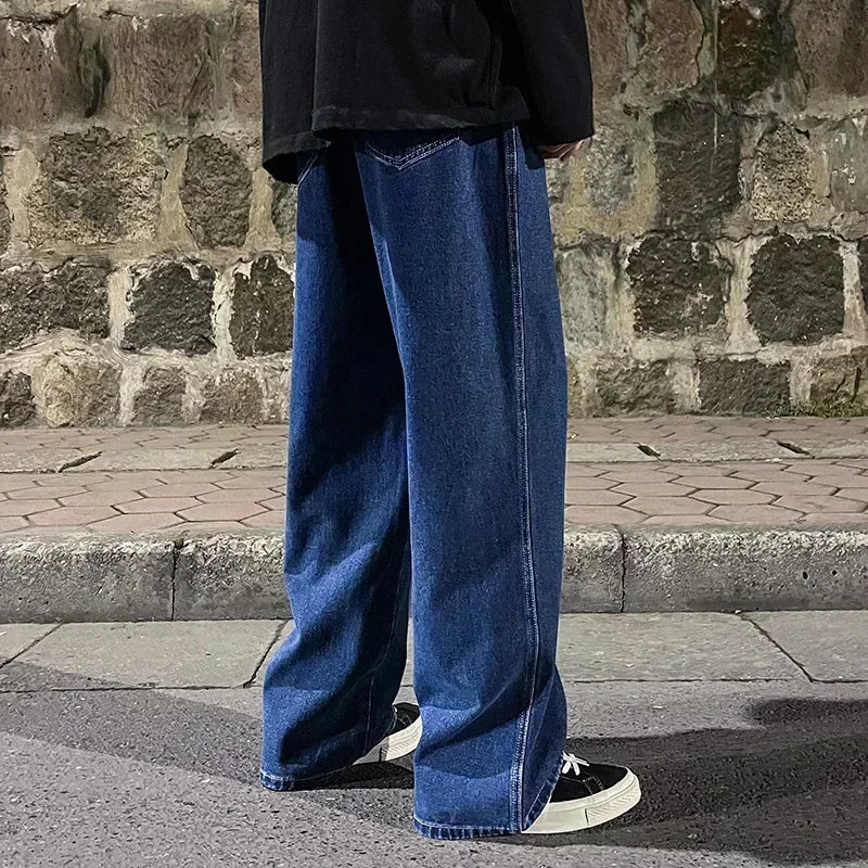 Zyvomart Men's Streetwear Loose Straight Wide Leg Jeans Korean Style Fashion