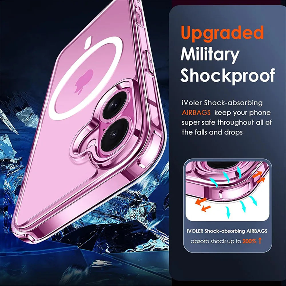 Zyvomart Luxury Transparent Magnetic Case with MagSafe Wireless Charging for iPhone