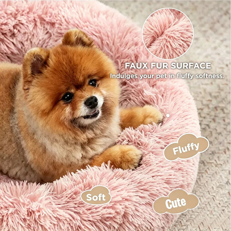 Zyvomart Soft Plush Round Donut Cat & Dog Calm Bed Washable Pad