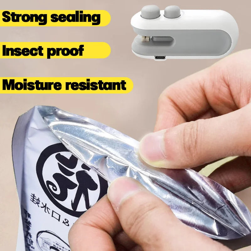 2-in-1 Rechargeable Mini Bag Sealer with Built-in Safety Cutter